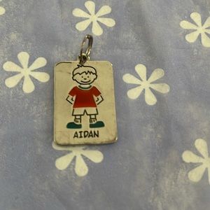 Cute personalized zipper pull/keychain (Aidan) silver tone metal